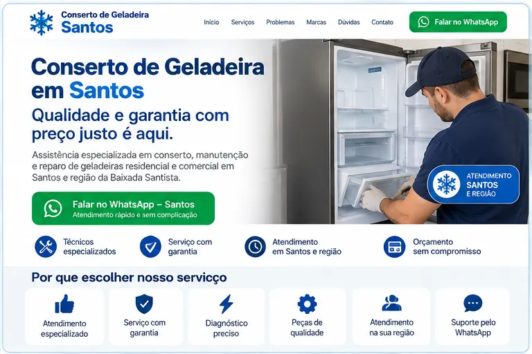 Assistência técnica e conserto de geladeira em Santos SP